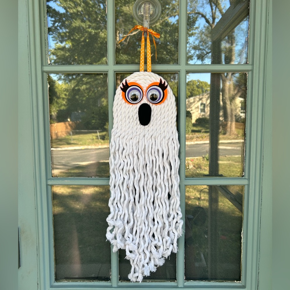 Handmade Halloween Decor DIY Hand Craft Boho Rope Ghost Spooky Hanging Wall Art